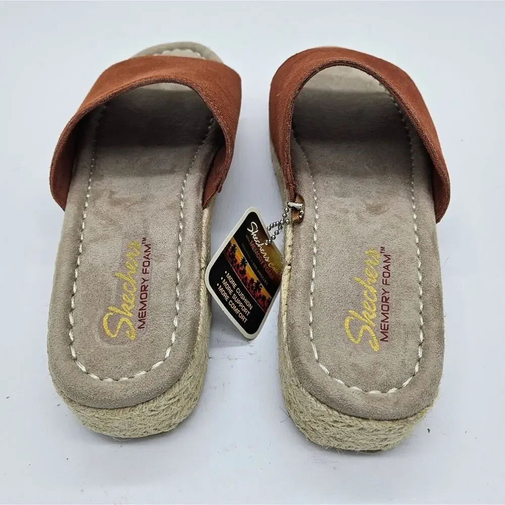Skechers Women's Rust Suede Espadrille Slide Sandals